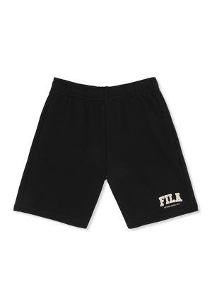 Pantaloncini con vita elasticizzata nera e tasche laterali, con logo FILA bianco e testo "Established 1911" sulla parte bassa della gamba sinistra.