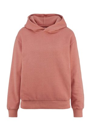 Stofroze sweatshirt met capuchon, lange mouwen, ribgebreide manchetten en zoom, gemaakt van zachte stof met een gladde textuur. Geen zakken of versieringen.