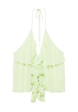 PULL&BEAR, RUFFLED HALTER - TOP - Débardeur - green