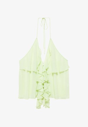 PULL&BEAR, RUFFLED HALTER - TOP - Top - green