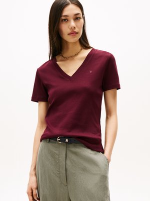 Tommy Hilfiger SLIM CODY V NECK - T-shirt - bas - deep burgundy