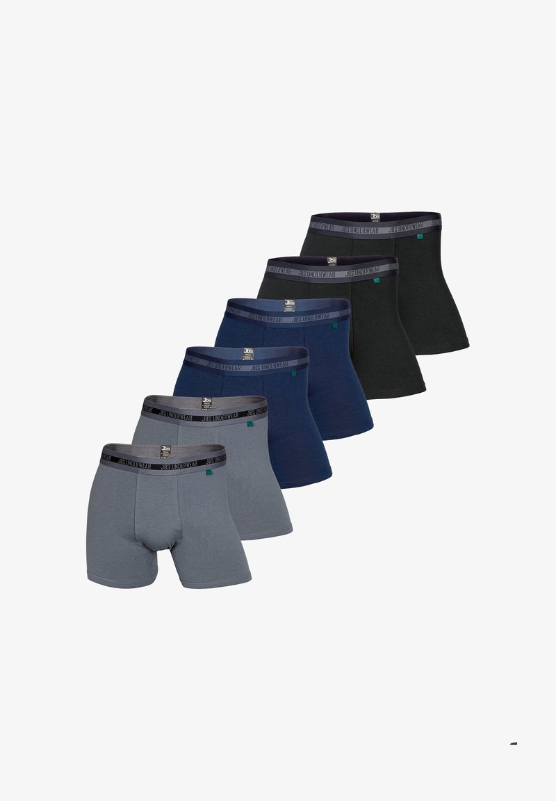 Set di sei boxer in grigio, blu scuro, blu navy e nero. Materiale in cotone morbido con cinturini elasticizzati con dettaglio del logo.