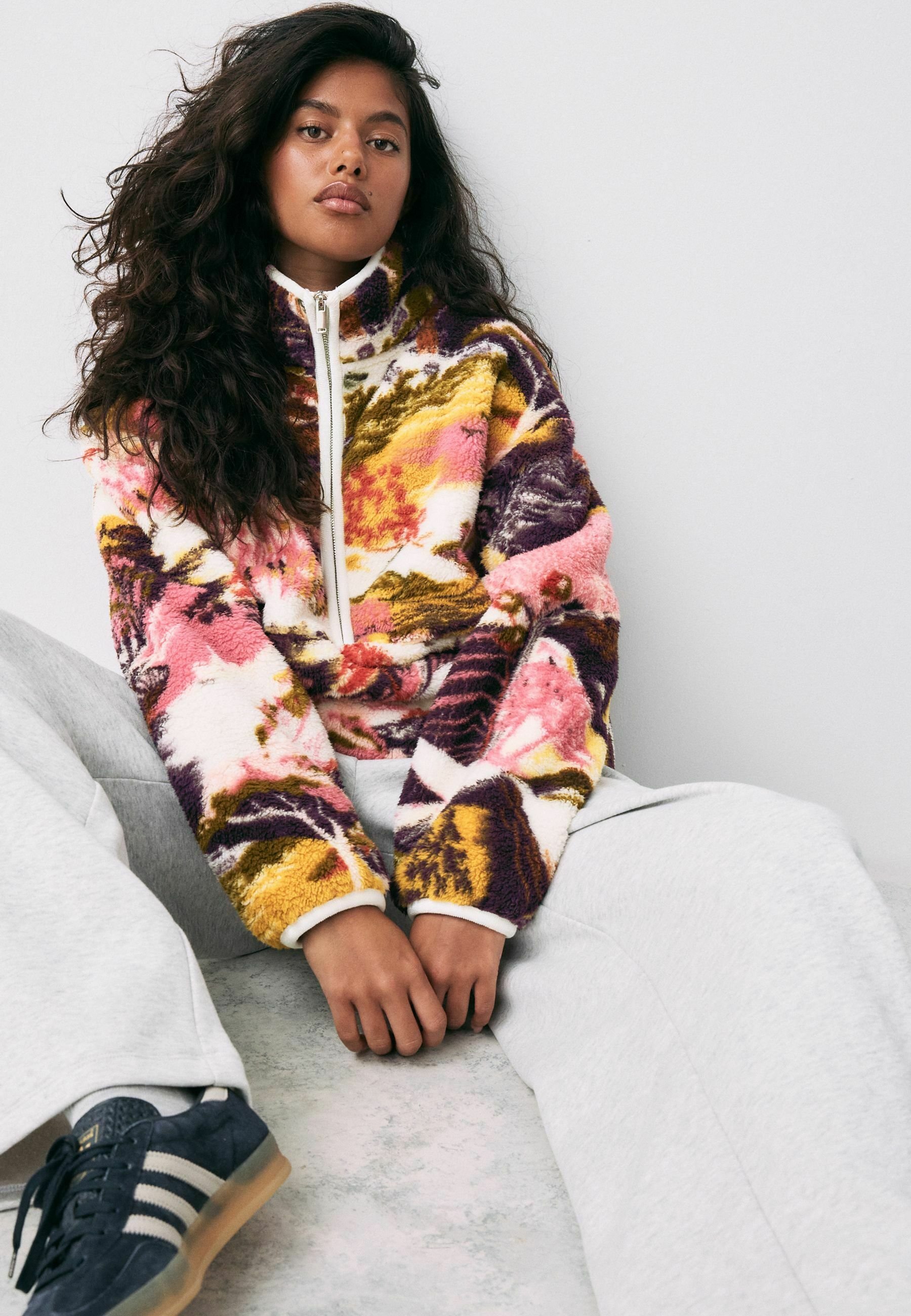 Next BORG HALF ZIP - Fleecepullover - purple garden print