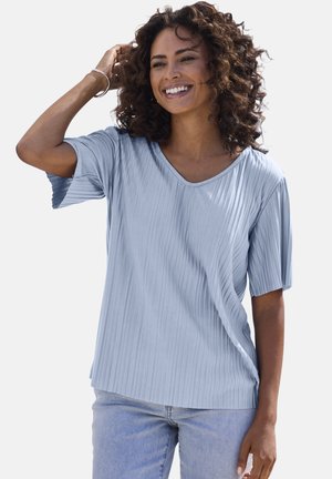 LASCANA, PLISSEE - Basic T-shirt - himmelblau