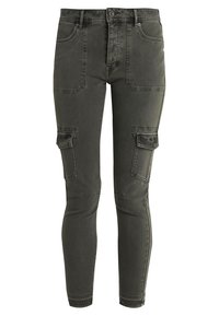 Gröna cargobyxor i denim med slim fit, med fyra fickor, sömdetaljer och knap stängning i midjan.