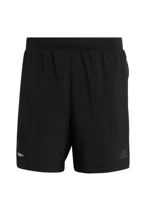 Zwarte sportshorts met elastische tailleband, ademende stof en een klein Adidas-logo op het rechteronderbeen.