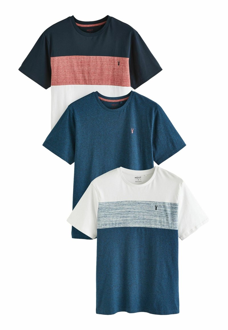 Next REGULAR FIT 3 PACK  - T-shirts print - blue white