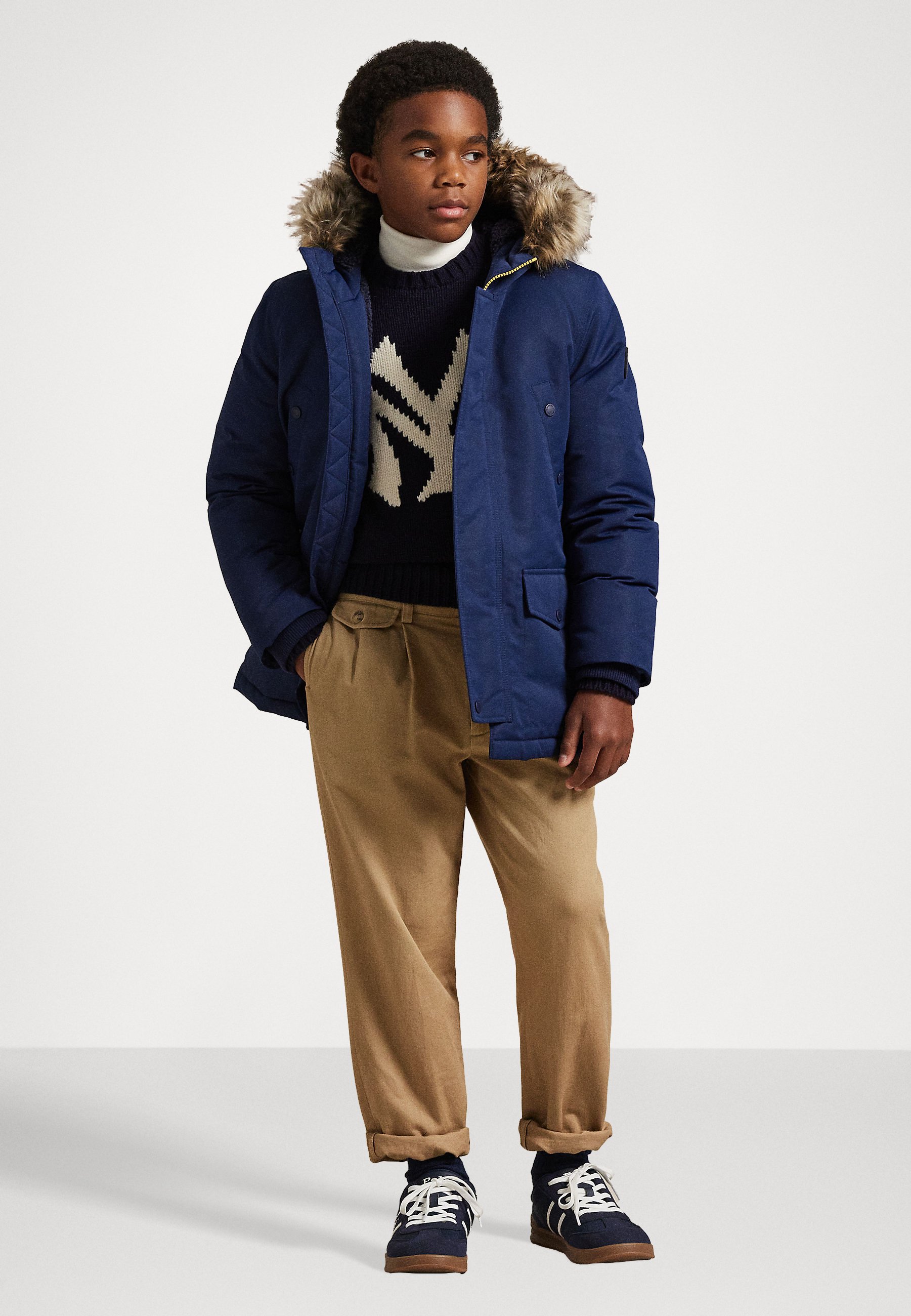 Polo Ralph Lauren FAUX-FUR-TRIM DOWN PARKA - Parka - newport navy