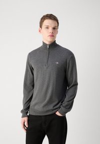 GANT HALF ZIP - Maglione - dark grey melange