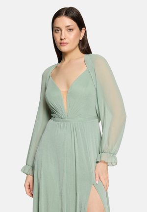 MIT GEKRÄUSELTEM AUSSCHNITT BOLERO - Blazer - foggy green