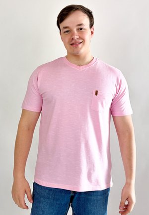 BLACK WELLIS, T-SHIRT CYRIL - T-shirt imprimé - micro raye rose blanc