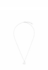 Silver chain necklace featuring a small heart-shaped pendant. The chain is delicate, with a lobster clasp and extension for adjustable length.