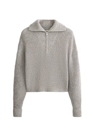 OYSHO, KNIT RIB HALF-ZIP JUMPER - Pullover - pale grey-blue