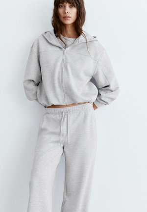 PULL&BEAR BALLOON - Športna jopa s kapuco na zadrgo - light grey
