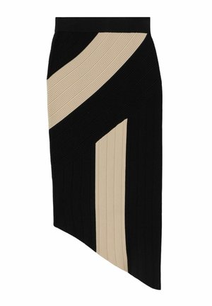 JESS COLOURBLOCK ASYMMETRIC MIDI  - Ceruzaszoknya - black camel