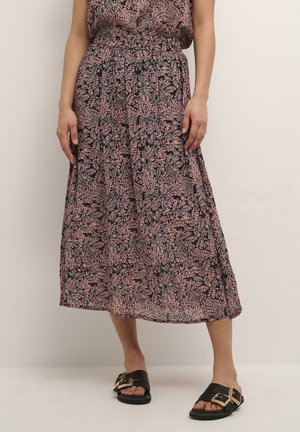KAFINOA - A-line skirt - black coral leaf