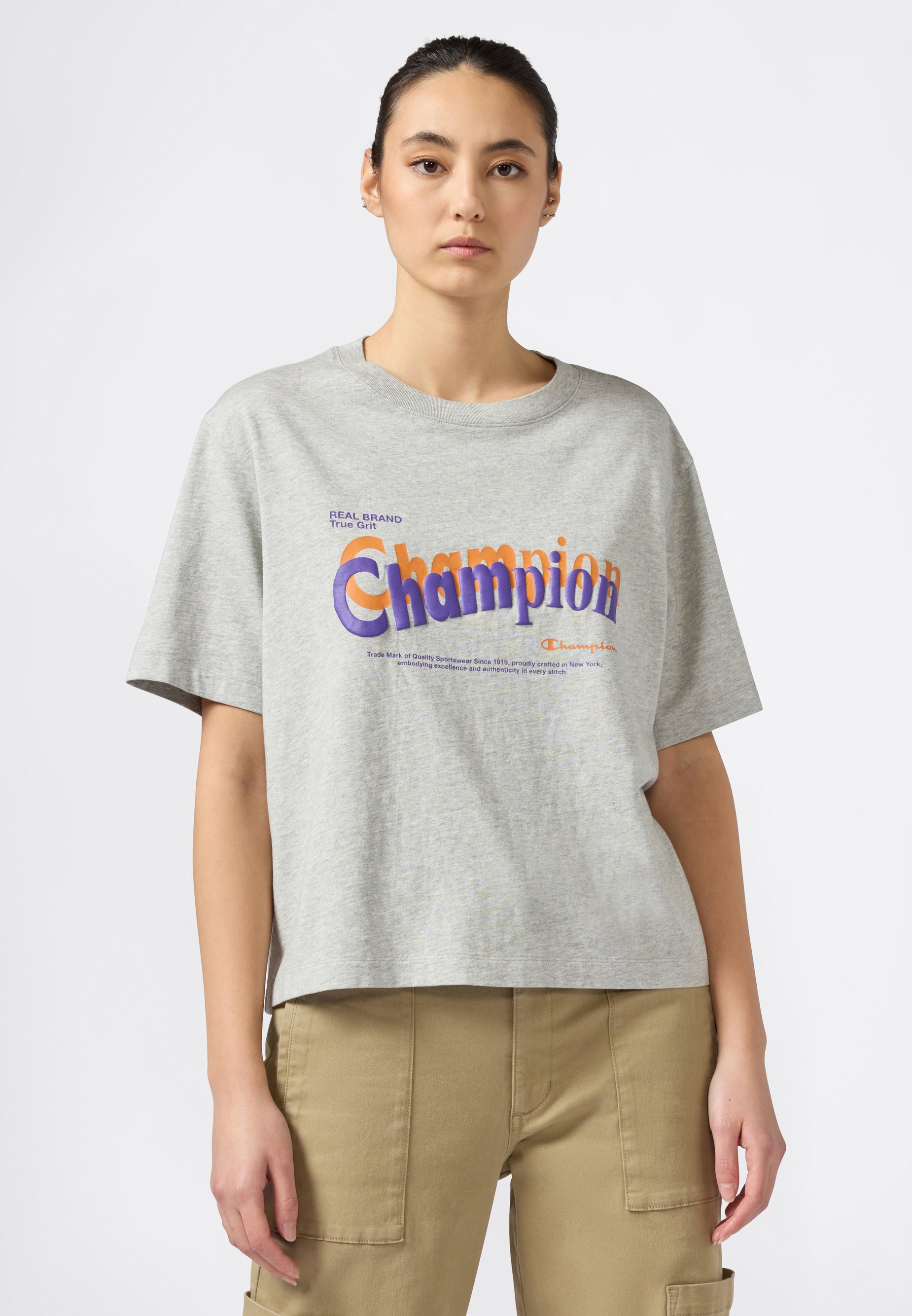 Champion SS T-TABLE Camiseta estampada light grey/gris claro