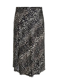 Leopardskinnet skjørt i svart, brunt og beige. A-linje silhuett med en flytende design og sideslitsdetalj for bedre bevegelsesfrihet.