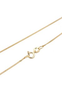 Guld kæde halskæde med et fint, indviklet design. Inkluderer en sikker lås med mærkningerne: "585" og "PZ."
