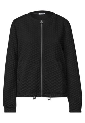 Street One, JACKET WITH A CREW NECK AND TEXTURED FABRIC - Gilet - black