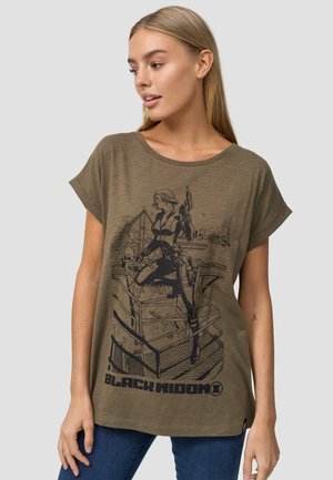 BLACK WIDOW SKETCH PRINT - Tricou cu imprimeu - khaki