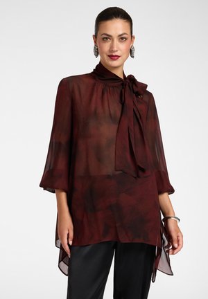Elena Mirò, BLUSA STAMPATA CON FIOCCO - Blouse - bordeaux
