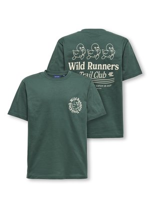 ONLY & SONS junior OSJFRED DANIEL LIFE - T-shirt con stampa - trekking green