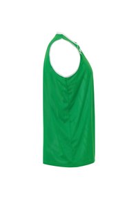 Top atletico senza maniche di rete verde con scollo rotondo. Presenta un bordo bianco e un tessuto leggero e traspirante per il massimo comfort.