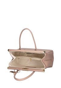 Borsa a tracolla in pelle rosa chiaro con design strutturato. Caratterizzata da un ampio interno, accessori in oro e una tasca con zip. Manici per il trasporto.