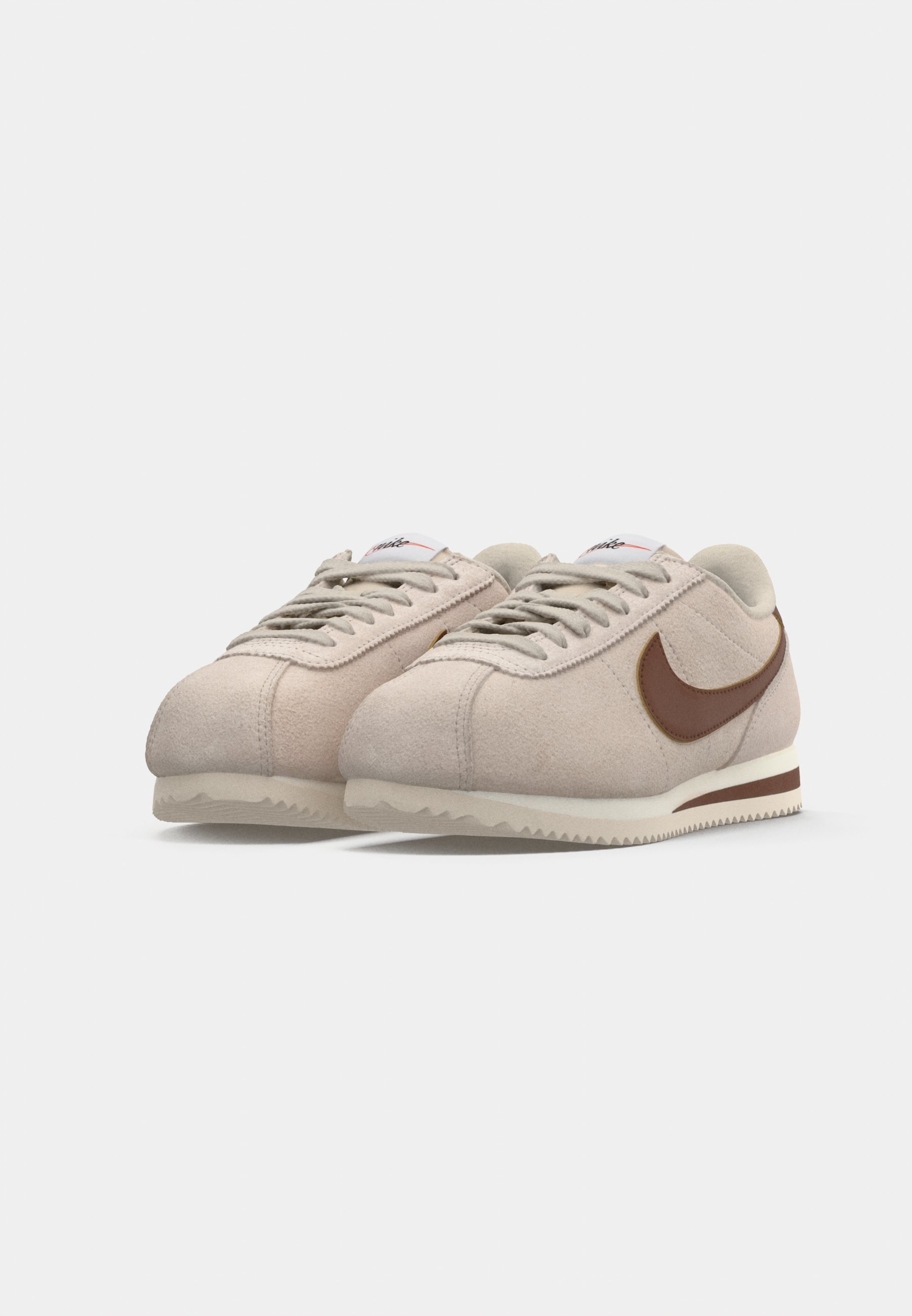 nike beige with gold swoosh suede cortez se trainers