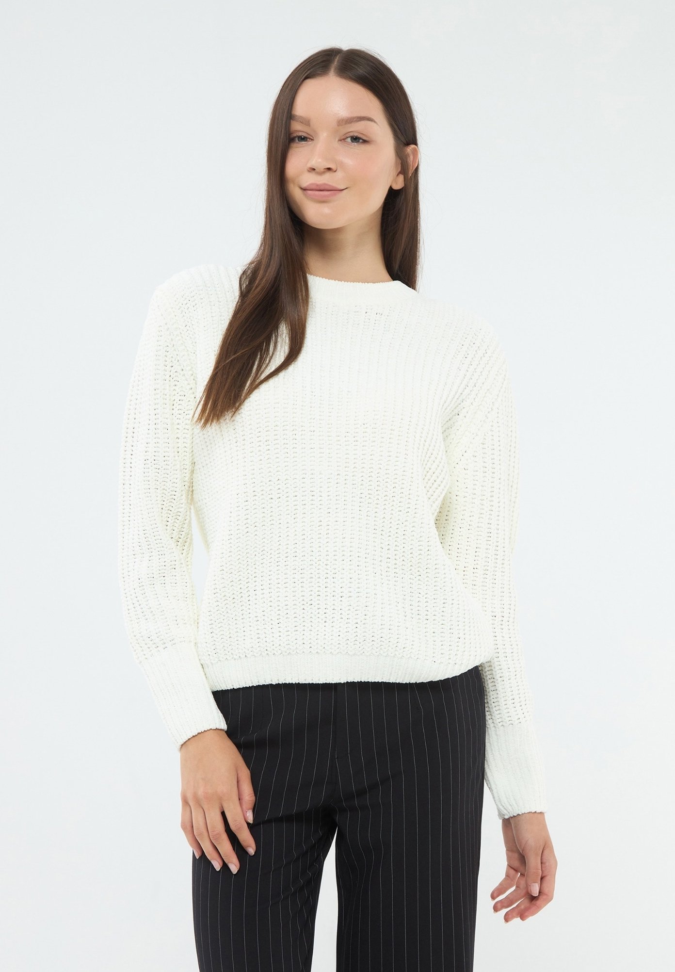Terranova Maglione Bianco Gilet Cardigan Con Bottoni Bianco Lana