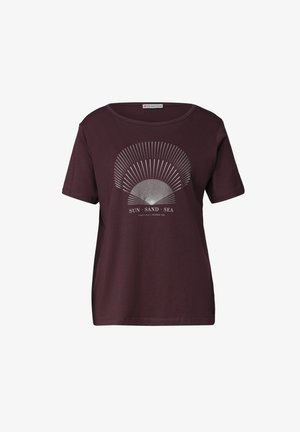 Street One, T-SHIRT MIT RUNDHALS UND FOLIENDETAILS - Camiseta estampada - rustic rouge