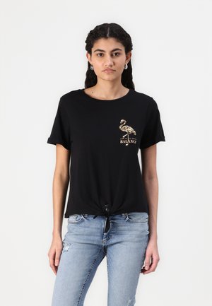 ONLDORA KNOT FOLD UP - T-shirt con stampa - black