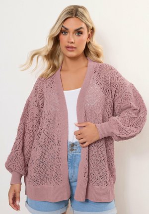 Yours Clothing BALLOON SLEEVE - Strickjacke - pink