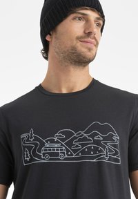 icebreaker MERINO TENCEL COTTON COMBI GRAPHIC - T-shirt print - BLACK