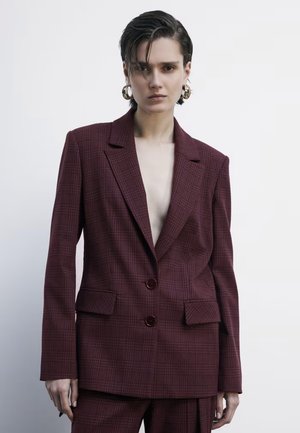 FLUIDO A QUADRI - Blazer - bordeaux