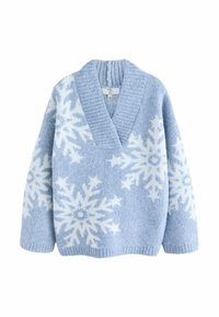 Svetr - blue snowflake boucle