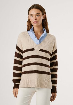 CECIL STRIPE - Jersey de punto - dark ecru white