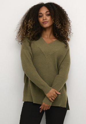 CUOLIVIA V-NECK - Svetr - burnt olive