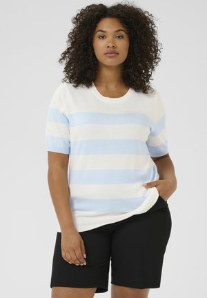 LIZZY STRIPED - Print T-shirt - chalk light blue wide stripe