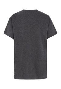 Grau kurzärmliges T-Shirt aus Baumwollmischung, mit rundem Halsausschnitt und lockerer Passform. Glatte Textur mit einheitlicher Farbe.