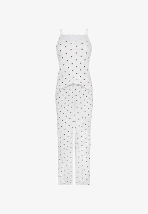 Hunkemöller, PJ CAMI PANT RIB LACE PRINT SET - Nattøj sæt - pristine