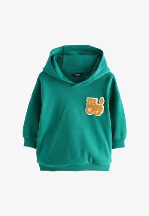 REGULAR FIT - LONG SLEEVE APPLIQUE - Jersey con capucha - green yellow tractor print