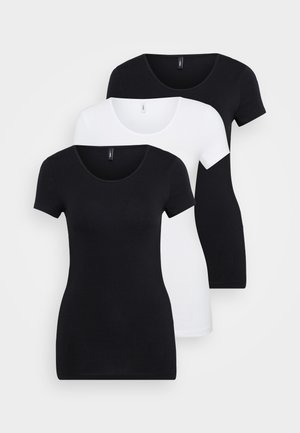 ONLLIVE LOVE O NECK 3 PACK - T-shirts - white/black