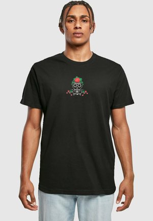 FRIDA KAHLO DEATH ROUND NECK - Nyomott mintás póló - black