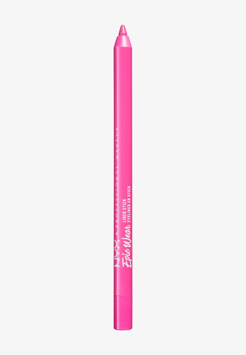NYX Epic Wear Liner Stick, leuchtendes Pink, zylindrische Form, glattes Matt-Finish, spitze Spitze, weiße Textdetails entlang des Körpers.