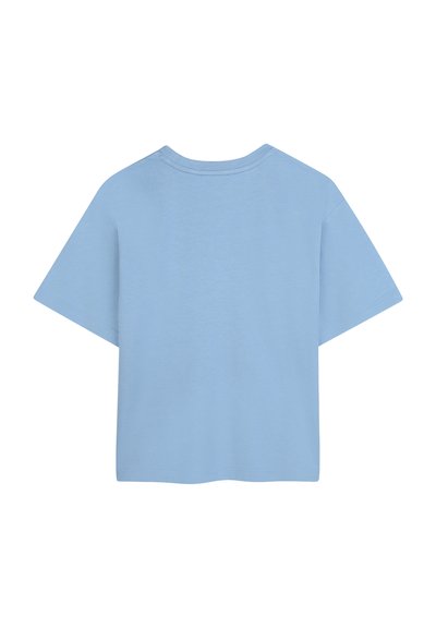 T-shirt azzurro chiaro a maniche corte realizzato in tessuto morbido, con scollatura a girocollo e una vestibilità rilassata con orlo dritto.