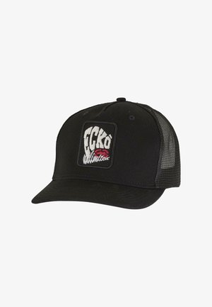 Black baseball cap with a curved brim, mesh back, and embroidered "ECKO Unlimited" logo in white and red on the front patch.