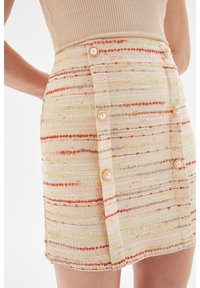 adL ROBYN FRONT BUTTONED - Mini skirts  - striped beige