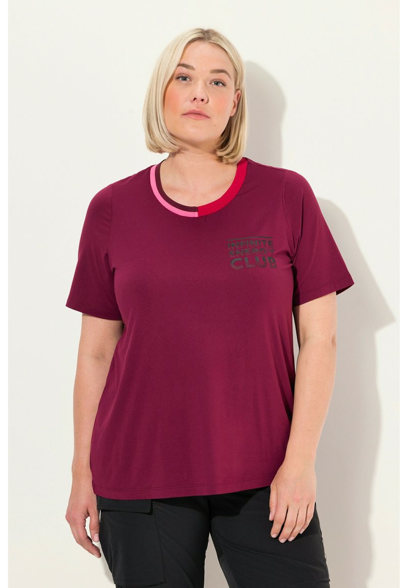Ulla Popken QUICK DRYING SHORT SLEEVE - Camiseta estampada - wine red